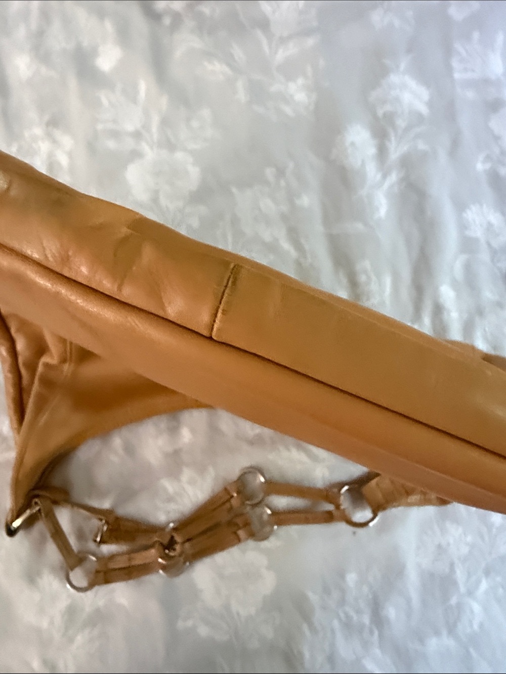 Longchamp Leather Quadruple Strap Vintage VTG Ring Slim Hobo Bag Purse Handbag - Picture 9 of 9